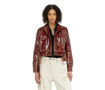 Patent-leather jacket mit großem Gürtel - Lederjacken - Damen - Rot