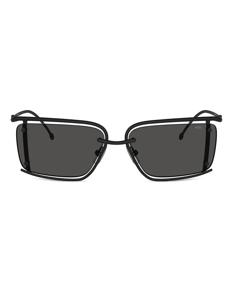 Diesel Rechteckiges Modell Brille - Sonnenbrille - Unisex - Schwarz Schwarz