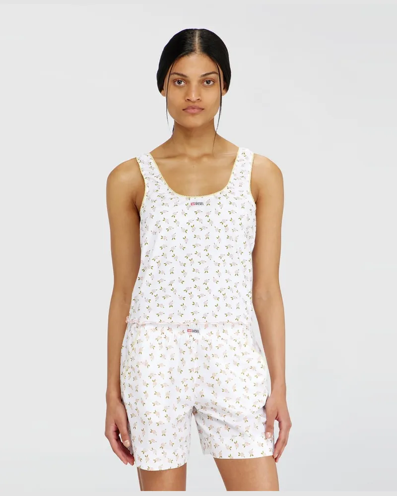 Diesel Stretch-Baumwolltop mit Blumenprint - Oberteile - Damen - Weiss Weiss