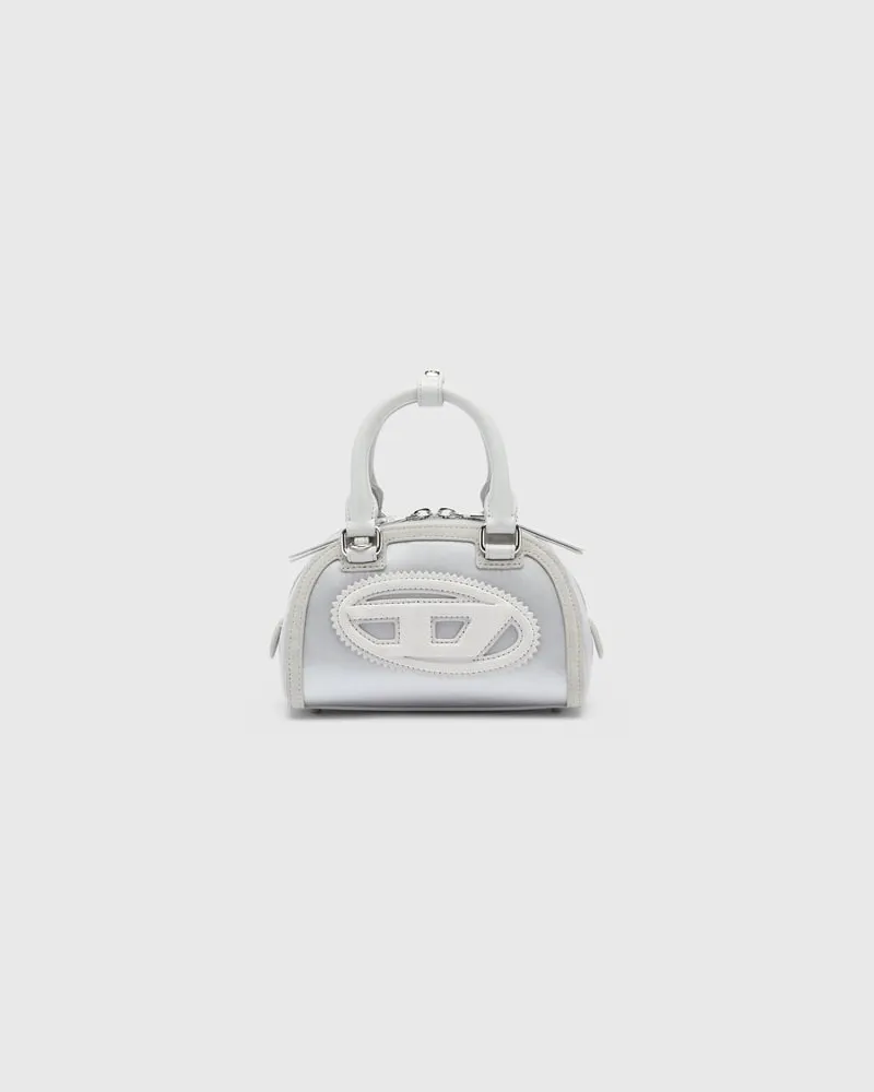 Diesel 1DR Dome - Kleine-Umhängetasche aus Satin und Velours - Schultertaschen - Damen - Silber Silber