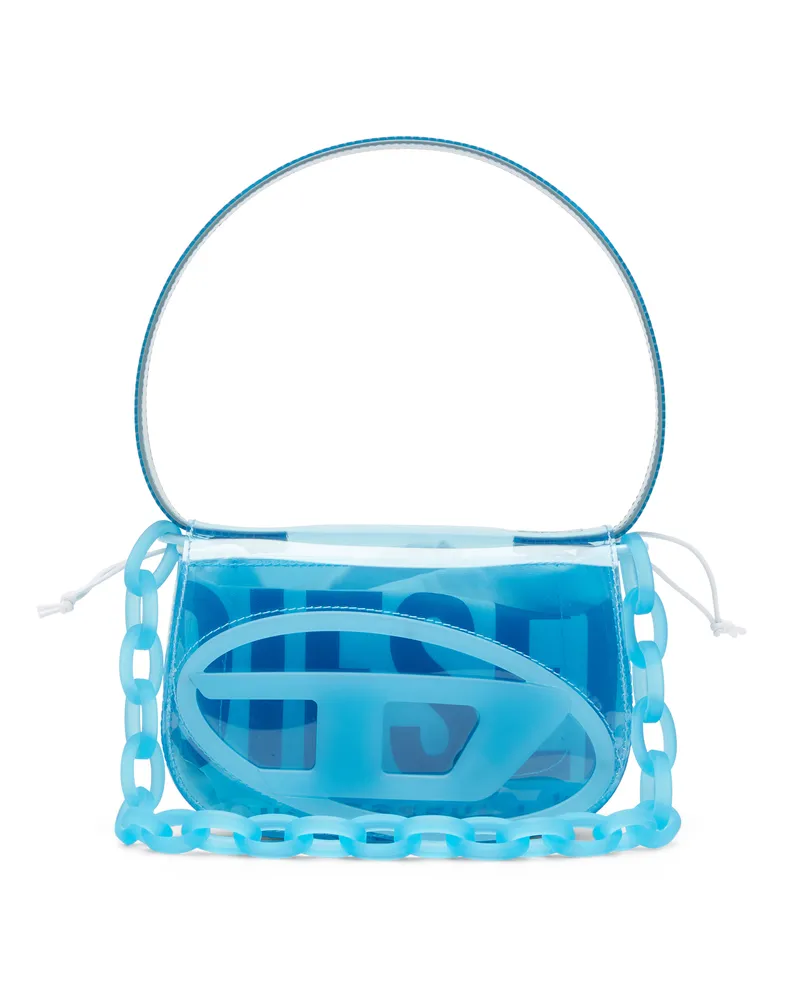Diesel 1DR-Ikonische Schultertasche aus transparentem TPU - Schultertaschen - Damen - Blau Blau