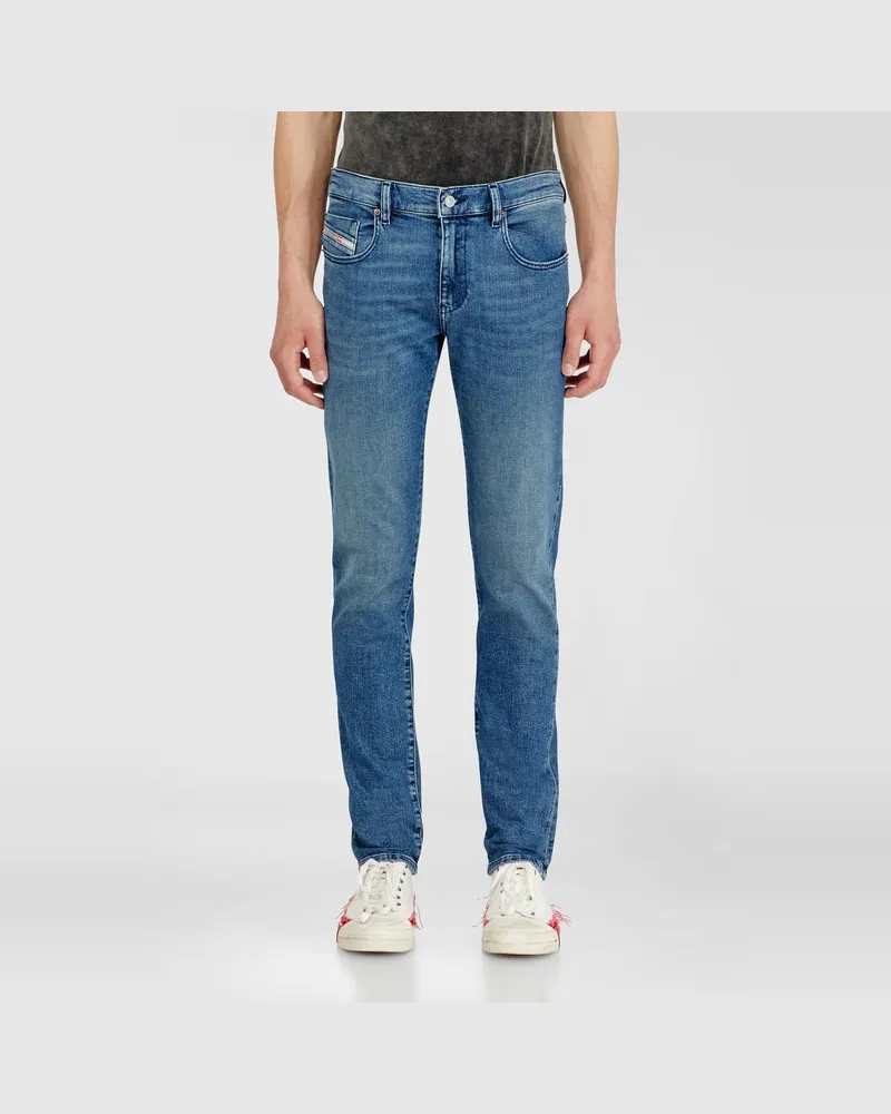 Diesel Slim Jeans Regular Waist 2019 D-Strukt, Mittelblau, Reißverschluss Blau