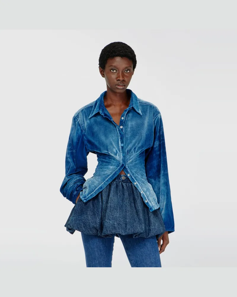 Diesel Hemd aus Samt-Denim - Denimhemden - Damen - Blau Blau