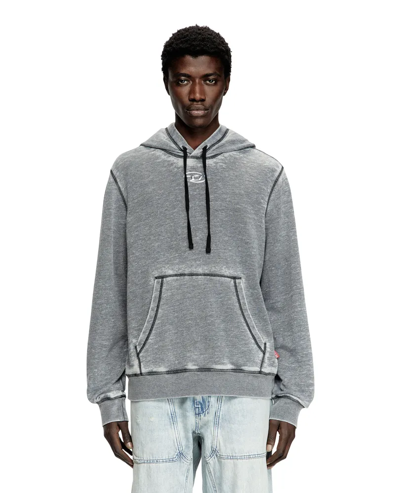 Diesel Burnout-Hoodie mit Logo aus Metall - Sweatshirts - Herren - Grau Grau