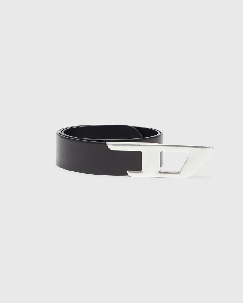 Diesel 4 cm Ledergürtel mit Metallschnalle in D-Form - Gürtel - Unisex - Schwarz Schwarz