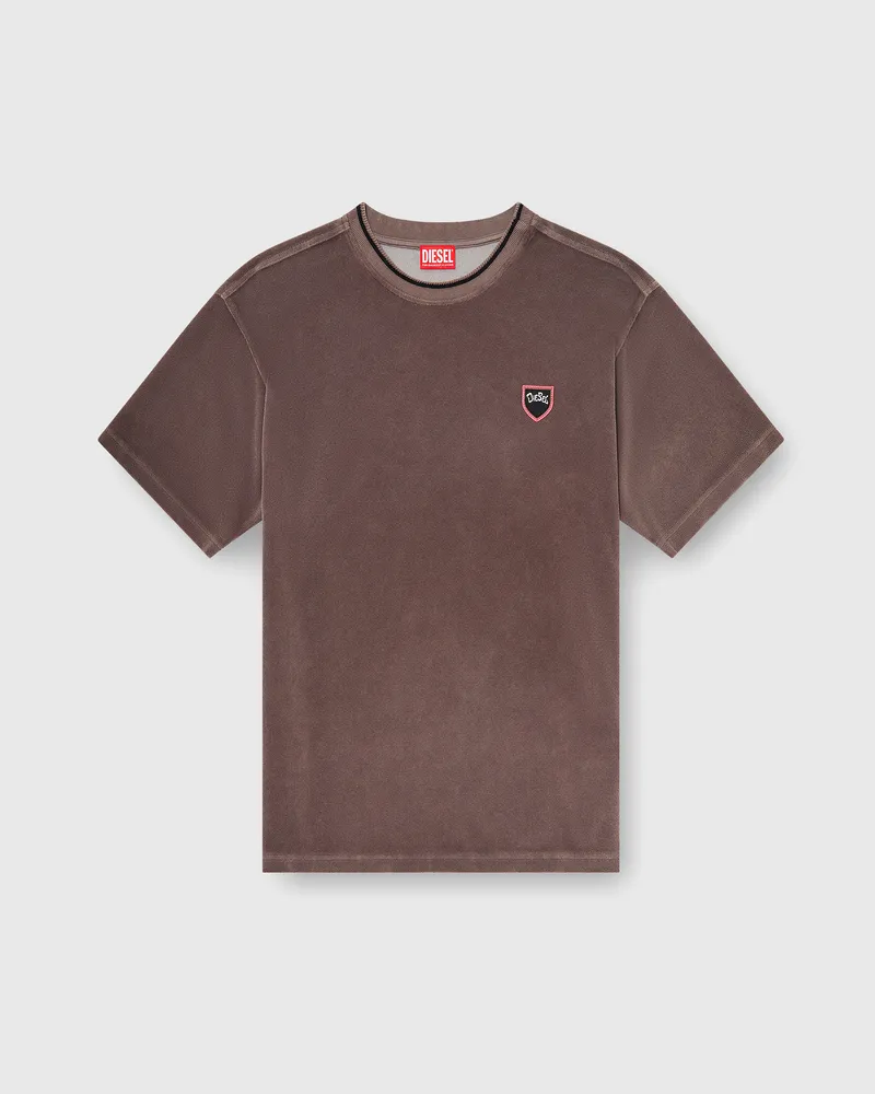 Diesel Chenille-T-Shirt mit shield patch - T-Shirts - Herren - Braun Braun