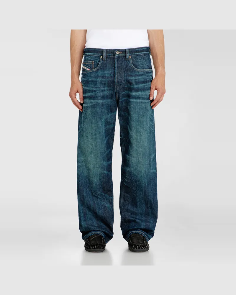 Diesel Relaxed Jeans Low Waist 2001 D-Macro,, Knopfverschluss Blau