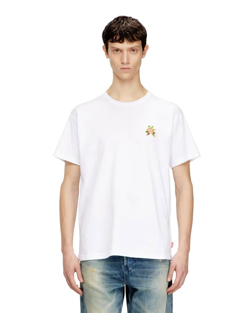 Diesel T-Shirt mit Frosch- und Logoprint - T-Shirts - Herren - Weiss Weiss