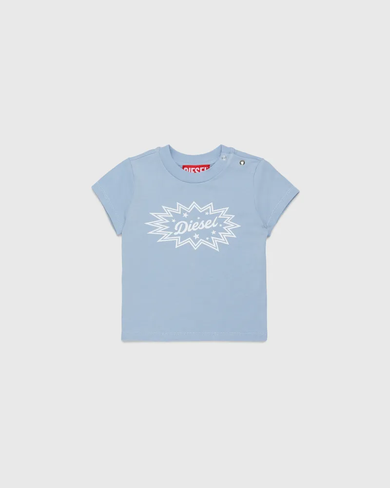Diesel Stretch-cotton T-shirt mit starburst logo print - T-Shirts und Tops - Damen - Blau Blau