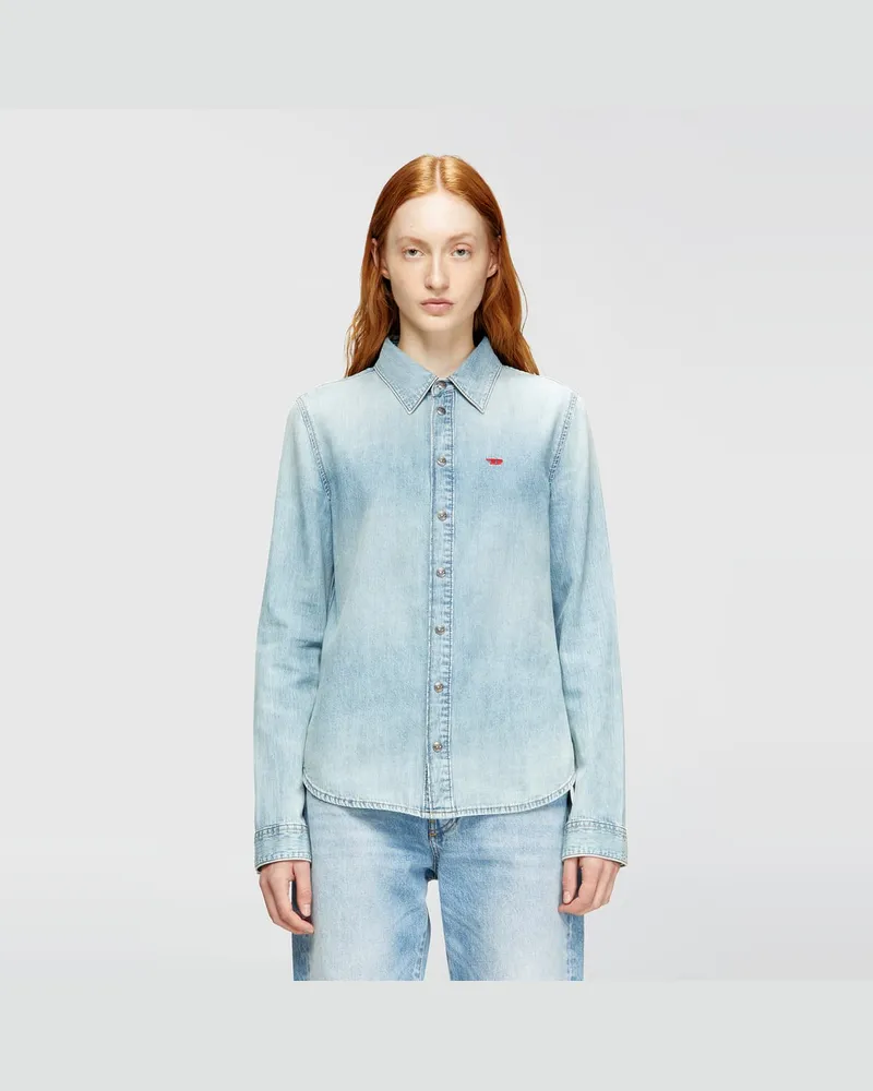 Diesel Jeanshemd mit gesticktem Logo - Denimhemden - Damen - Blau Blau