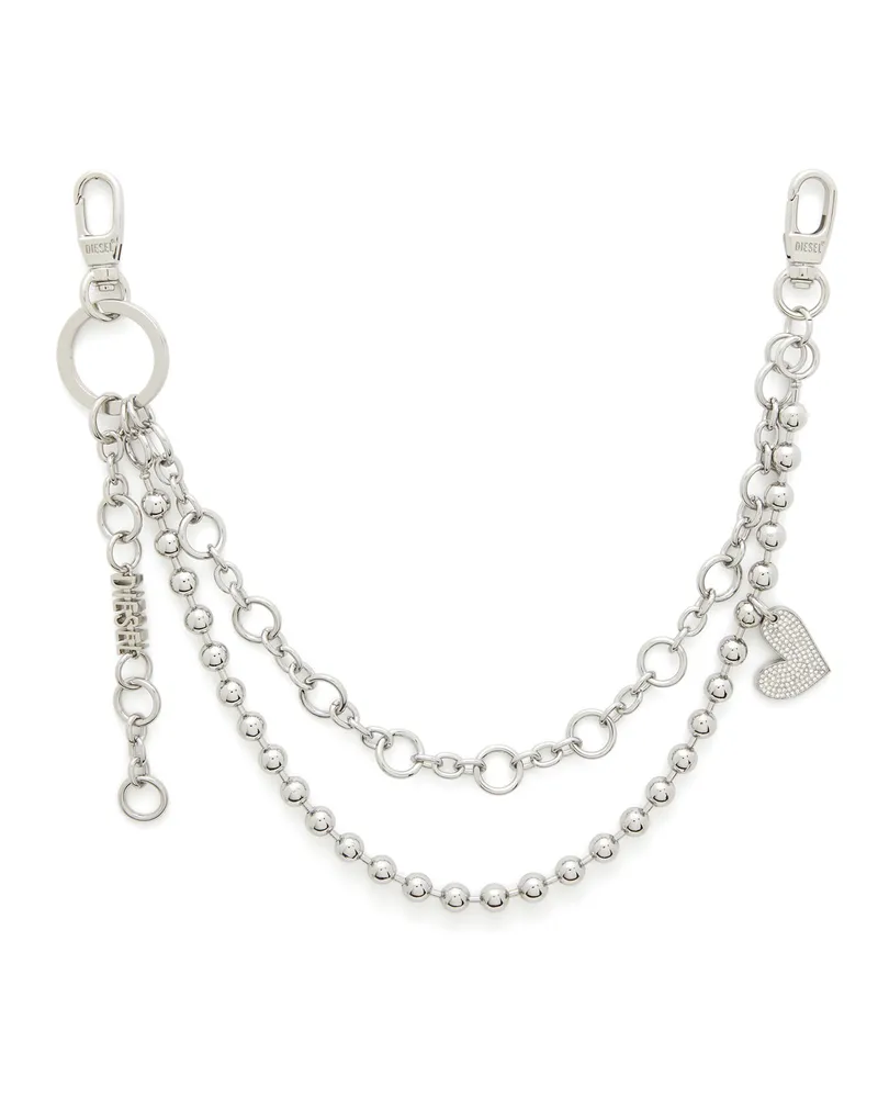 Diesel Lagenkettenanhänger mit Herz- und Diesel-Anhänger - Charms und Schlüsselanhänger - Damen - Silber Silber