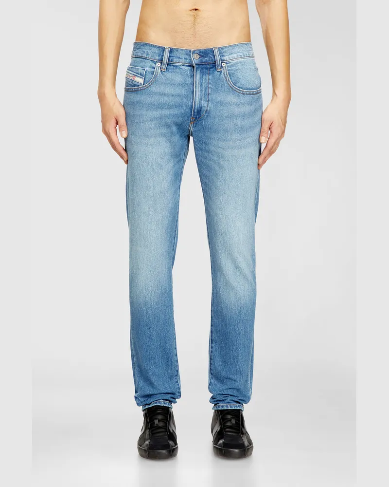Diesel Slim Jeans Regular Waist 2019 D-Strukt, Hellblau, Reißverschluss Blau
