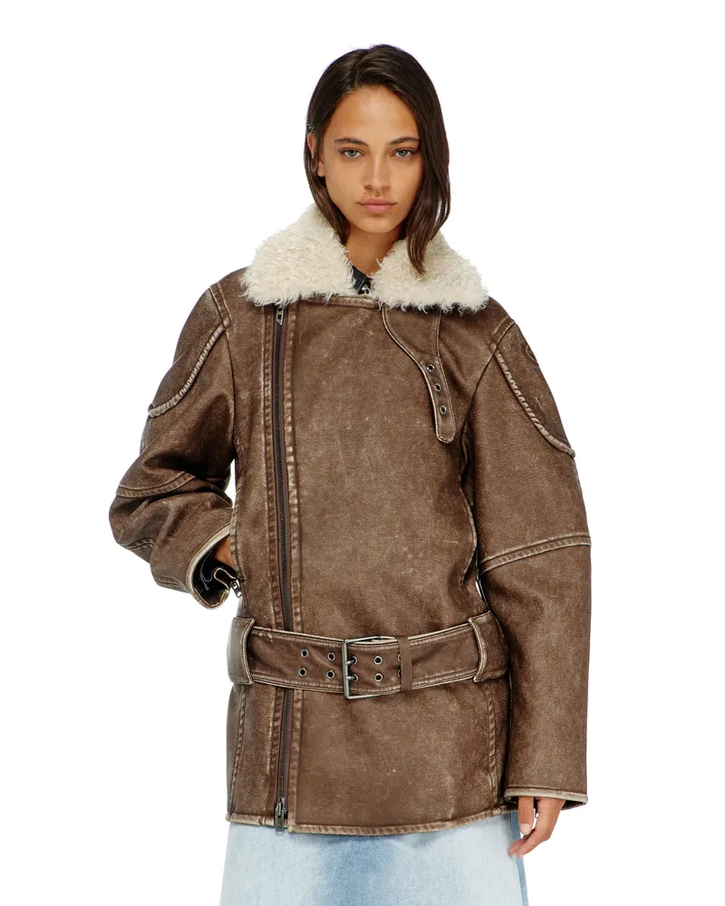 Diesel Doppelreihiger Aviator-Biker-Mantel - Jacken - Damen - Braun Braun