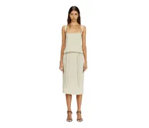 Midikleid mit Schürzen-Design und offenem Rücken aus Lyocell - Kleider - Damen - Beige