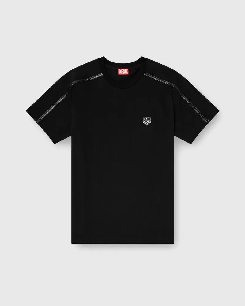 Diesel T-shirt mit Kontrastabschlüssen und Logo patch - T-Shirts - Herren - Schwarz Schwarz