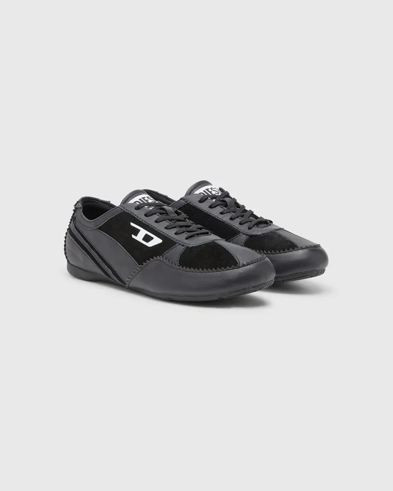 Diesel D-Mile-Flat-Sneaker aus Leder und Veloursleder - Sneakers - Damen - Schwarz Schwarz