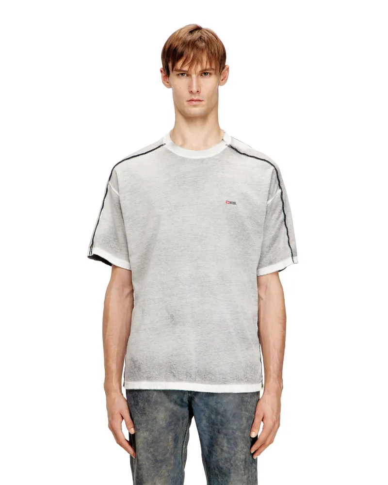 Diesel Lässiges Baumwoll-T-Shirt mit Farbspray - T-Shirts - Herren - Grau Grau