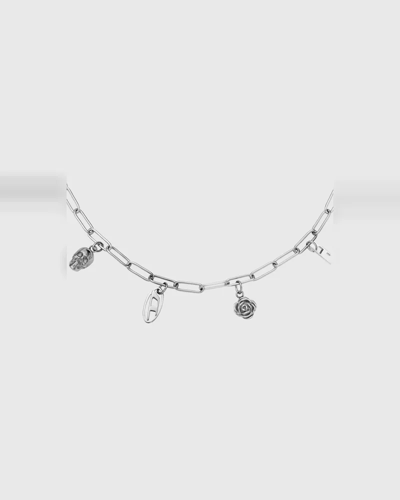 Diesel Charm-Halskette aus Edelstahl - Halsketten - Unisex - Silber Silber
