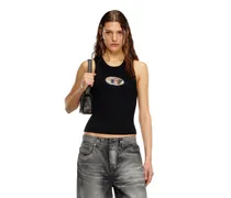 Cutout-Stricktop mit Logo-Plakette - Oberteile - Damen - Bunt