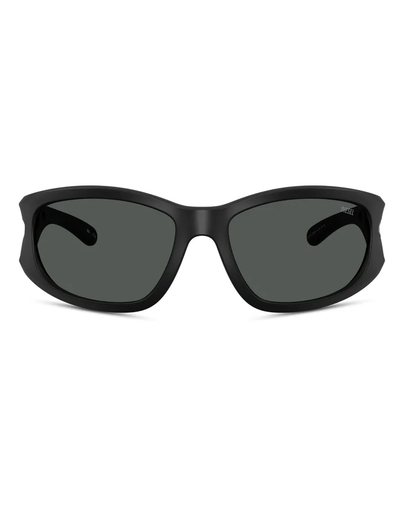 Diesel Rechteckige Sonnenbrillen - Sonnenbrille - Unisex - Schwarz Schwarz