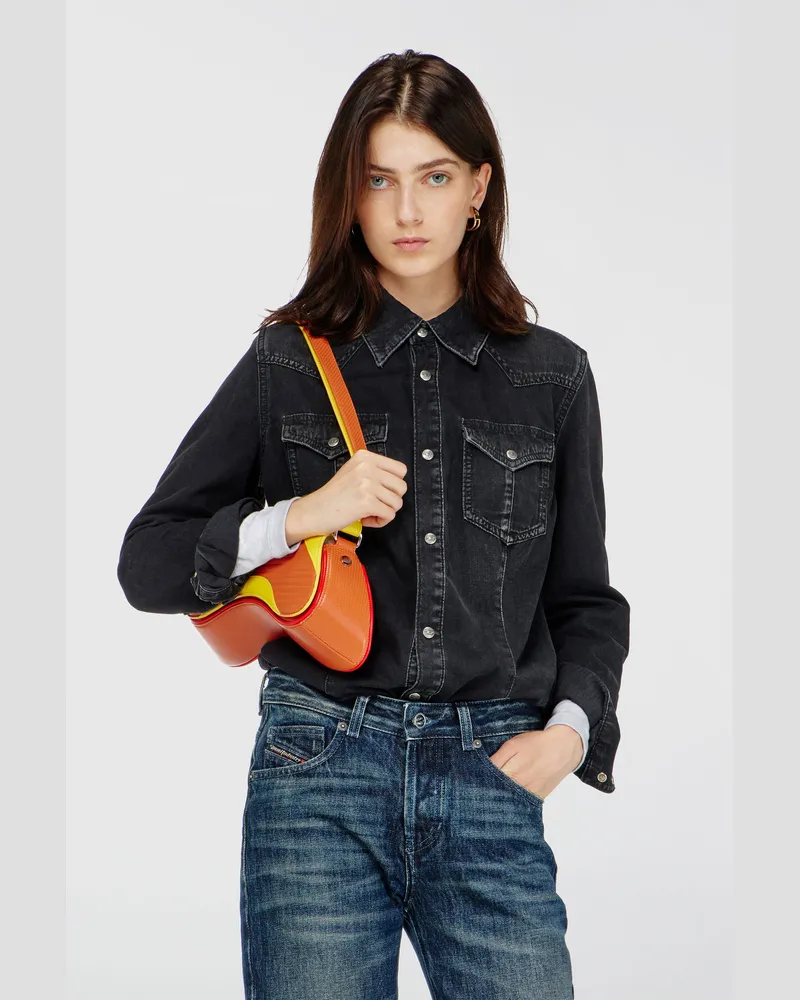 Diesel Western-Hemd aus behandeltem Denim - Denimhemden - Damen - Schwarz Schwarz
