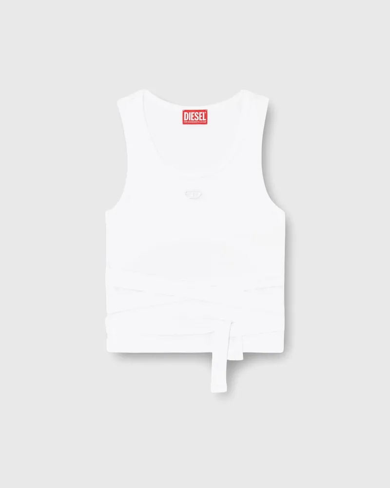 Diesel Crop-Top mit Wickelschnüren - T-Shirts - Damen - Weiss Weiss