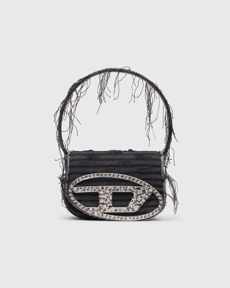 Diesel 1DR-Ikonische Schultertasche aus Canvas und Leder - Schultertaschen - Damen - Schwarz Schwarz
