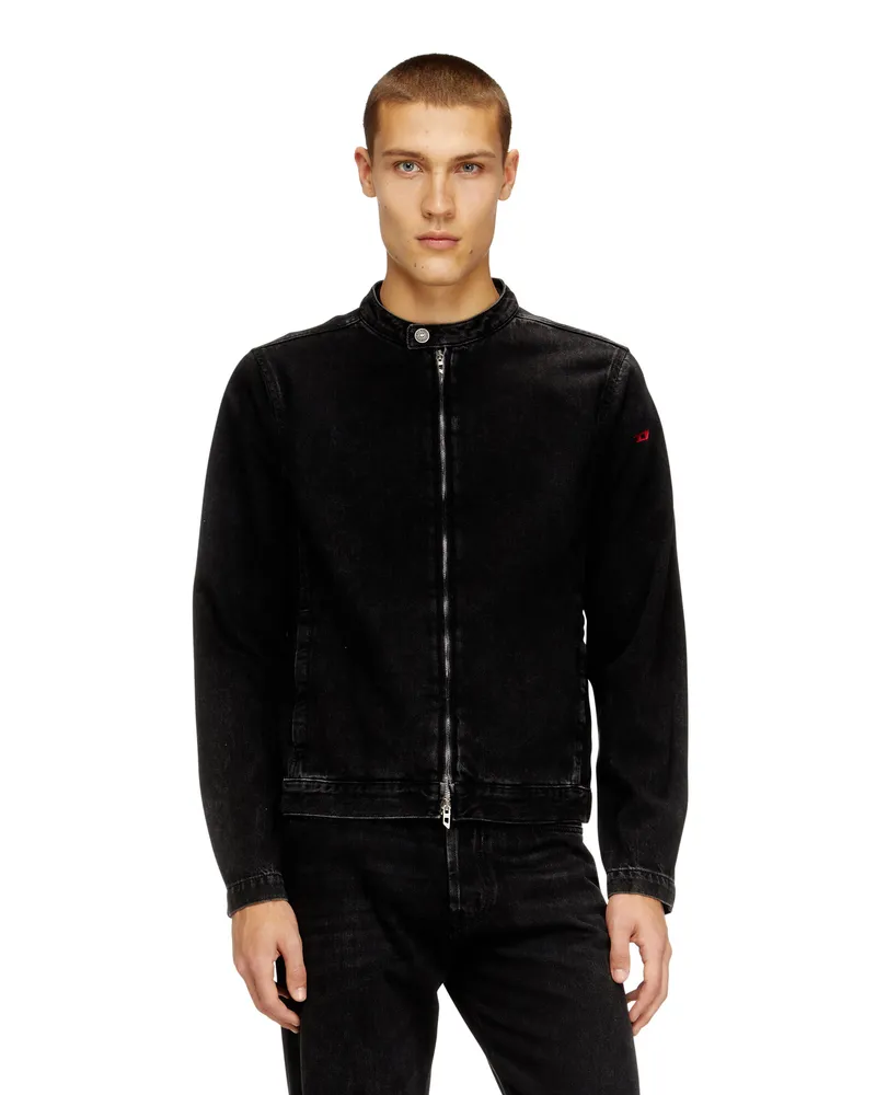 Diesel Bikerjacke aus sauber gewaschenem Denim - Denim jacken - Herren - Schwarz Schwarz