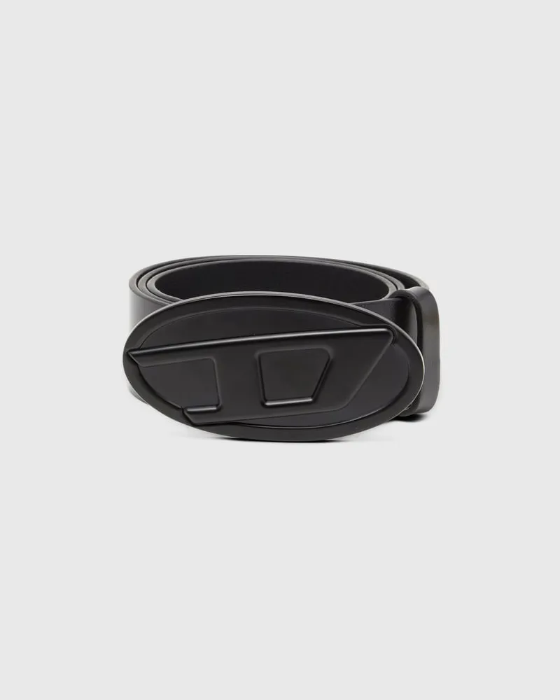 Diesel 4 cm breiter Gürtel aus Leder mit Oval D-Plakette - Gürtel - Damen - Schwarz Schwarz