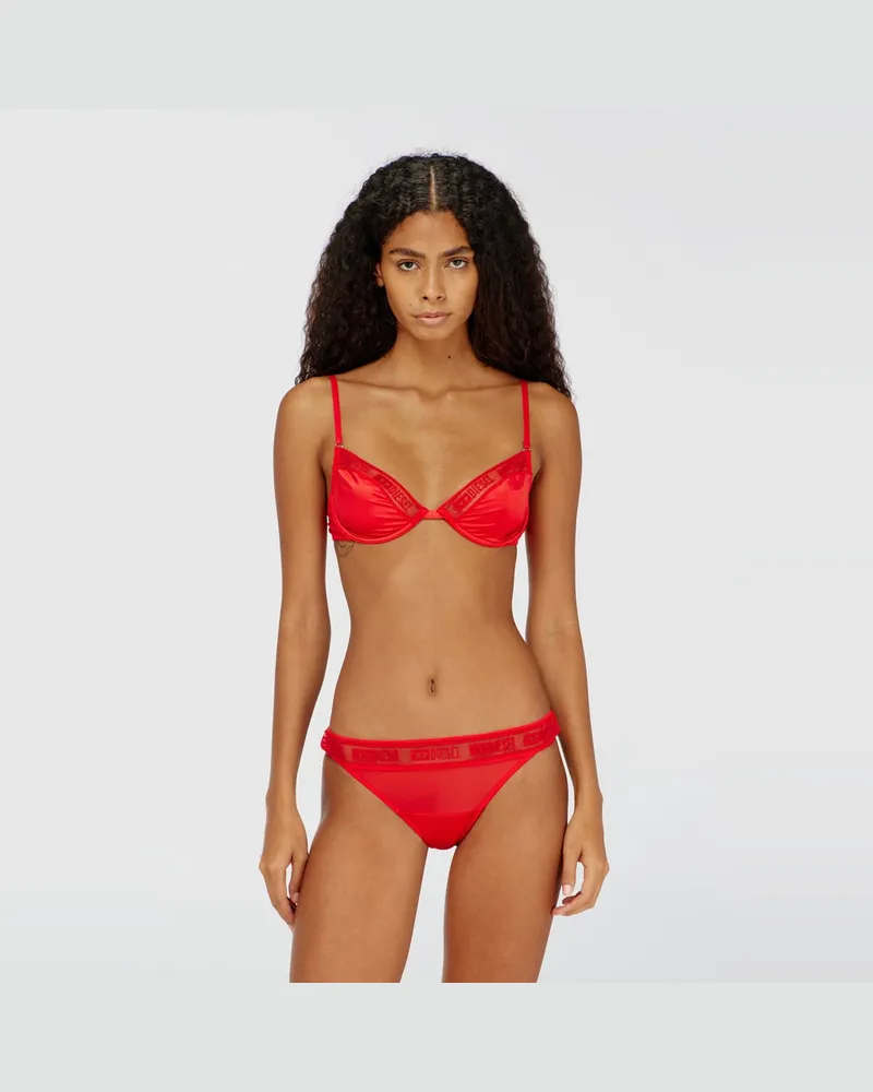 Diesel BH aus Stretch-Satin mit Logo-Mesh-Besatz - BHs - Damen - Rot Rot