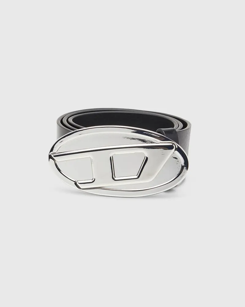 Diesel 4 cm breiter Gürtel aus Leder mit Oval D-Plakette - Gürtel - Damen - Schwarz Schwarz