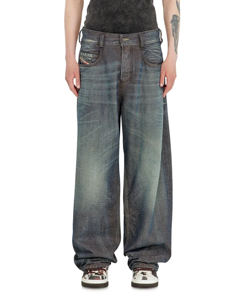 Diesel Relaxed Jeans Regular Waist 1997 D-Enim-M,, Knopfverschluss Blau