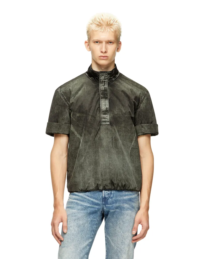 Diesel Kurzarm-Jacke aus Nylon mit Denim-Effekt - Jacken - Herren - Schwarz Schwarz