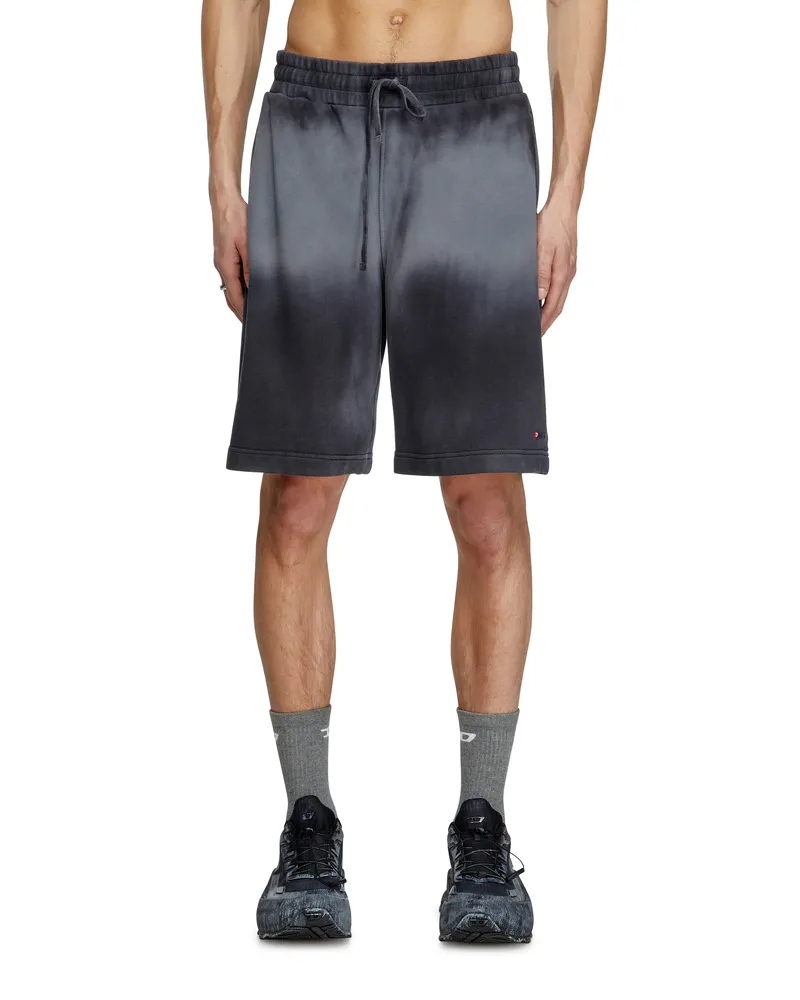 Diesel Verblasste Sweatshorts mit Mikro-Logo - Kurze Hosen - Herren - Schwarz Schwarz