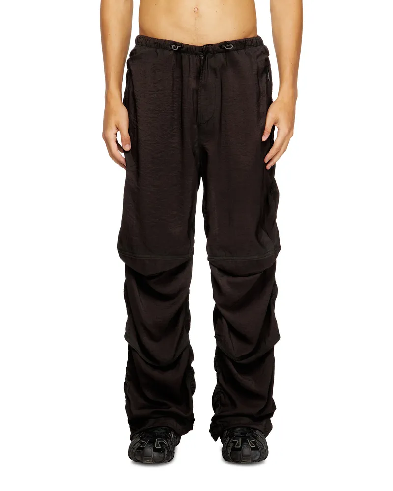 Diesel Utility-Hose aus leichtem, knitterigem Stoff - Hosen - Herren - Schwarz Schwarz