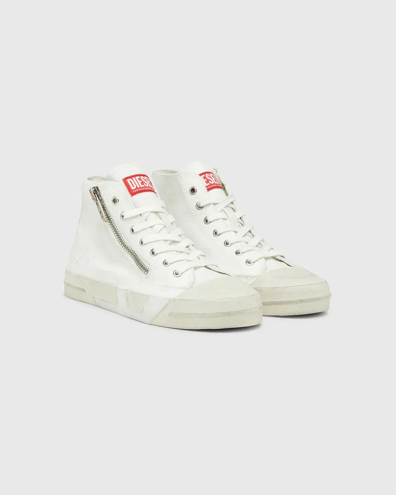 Diesel S-D-Verse - Sneakers aus ausgefranstem Canvas mit D Logo - Sneakers - Herren - Weiss Weiss