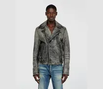 Biker-Jacke aus behandeltem Leder - Lederjacken - Herren - Grau