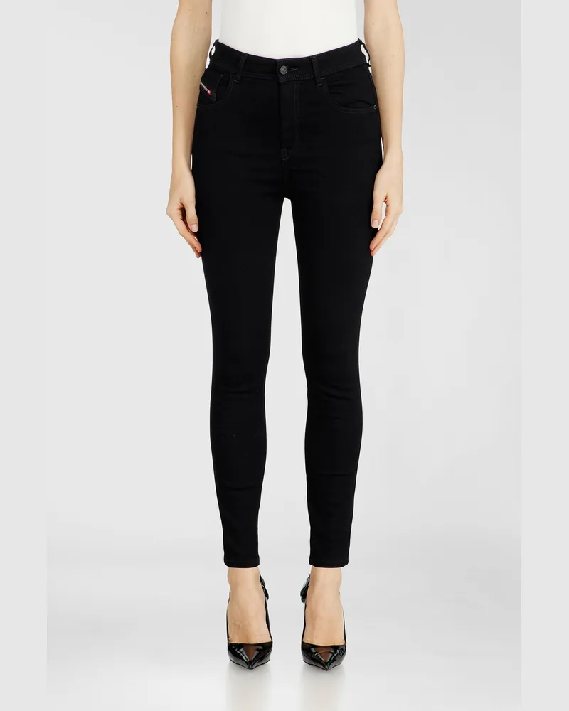 Diesel Skinny Jeans High Waist 1984 Slandy-High, Schwarz/Dunkelgrau, Reißverschluss Schwarz