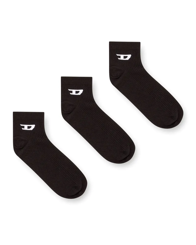 Diesel Fersensocken im Dreierpack mit D-Logo - Socken - Herren - Schwarz Schwarz