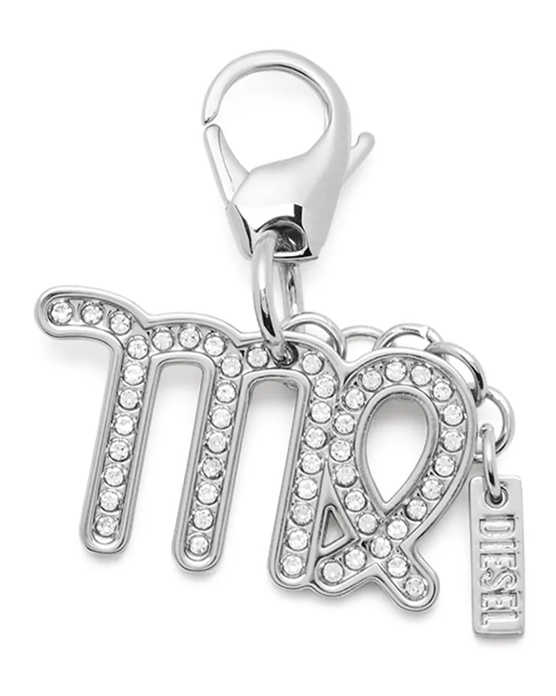 Diesel Metallisches Jungfrau-Charm mit Strasssteinen - Charms und Schlüsselanhänger - Unisex - Silber Silber