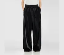 Sweatpants aus glänzendem Piquet-Stoff - Hosen - Damen - Schwarz
