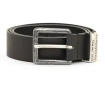 3.4cm Ledergürtel mit brünierten Metallelementen - Gürtel - Herren - Schwarz