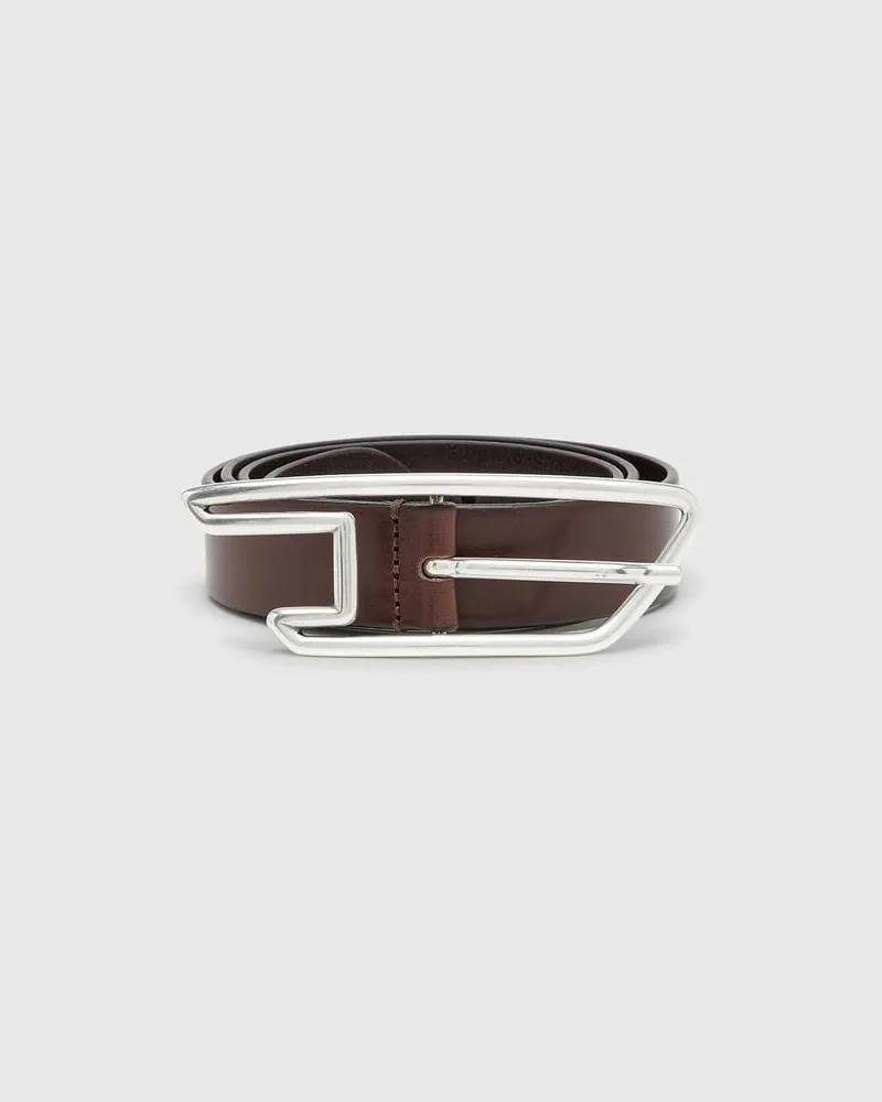 Diesel 3 cm breiter Ledergürtel mit D-Logo-Schnalle - Gürtel - Unisex - Braun Braun