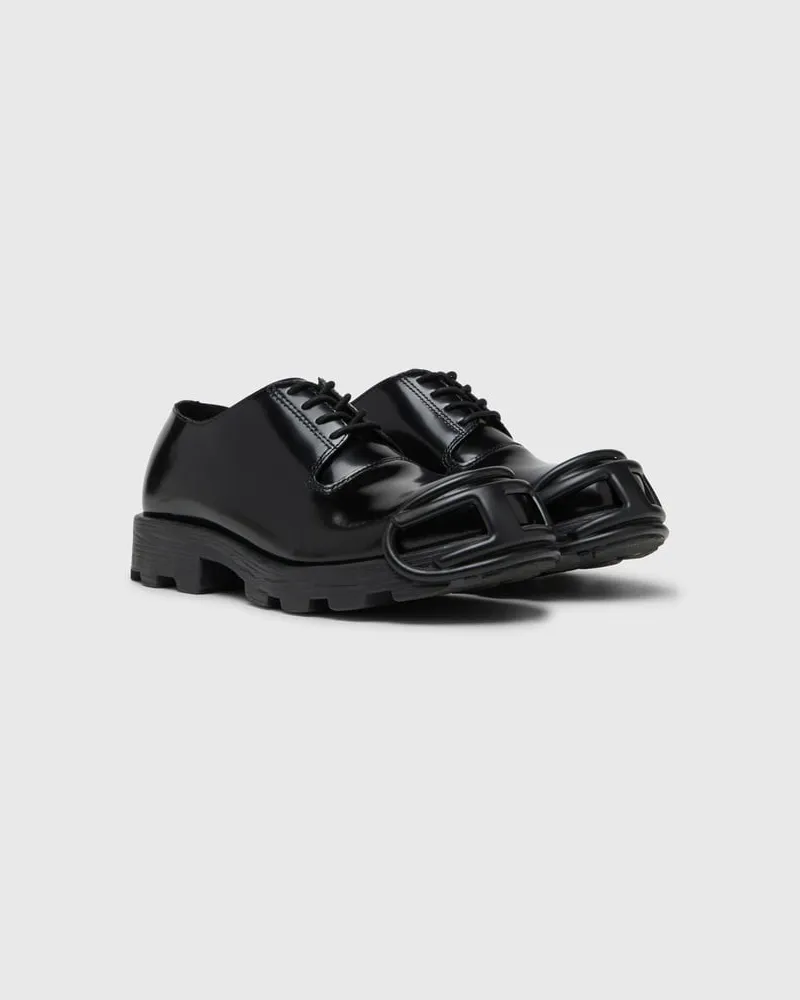 Diesel D-Hammer-Schnürschuhe aus Leder mit Oval D-Zehenkappe - Schnürschuhe und Clogs - Herren - Schwarz Schwarz