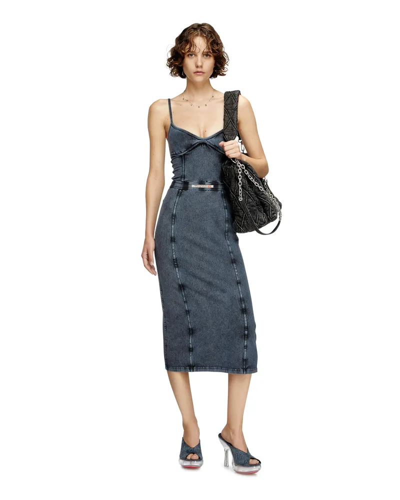 Diesel Midi-Kleid aus Jersey in Denim-Optik - Kleider - Damen - Blau Blau