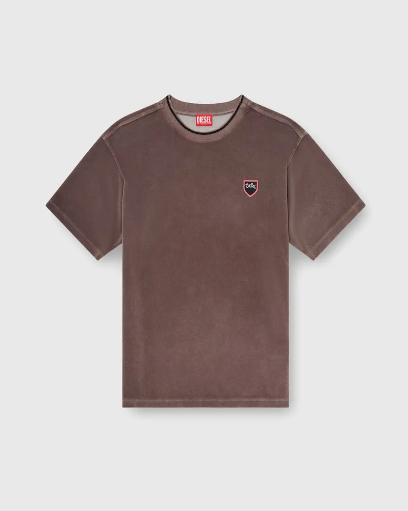 Diesel Chenille-T-Shirt mit shield patch - T-Shirts - Herren - Braun Braun