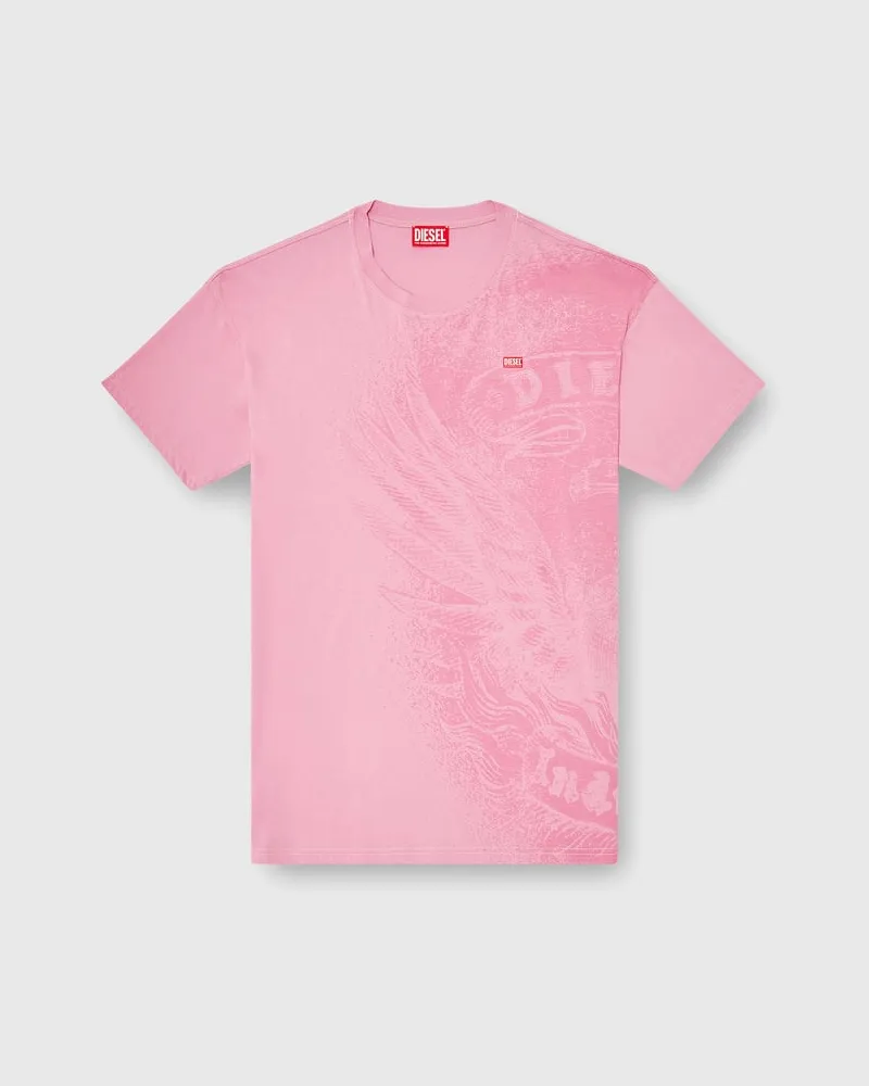 Diesel Locker geschnittenes T-Shirt mit Pigmentdruck - T-Shirts - Herren - Rosa Rosa