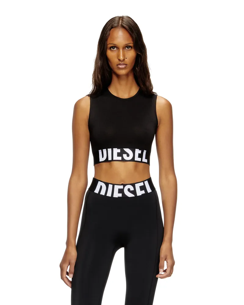 Diesel Verkürztes Tanktop mit Cut-off-Logo - Oberteile - Damen - Schwarz Schwarz