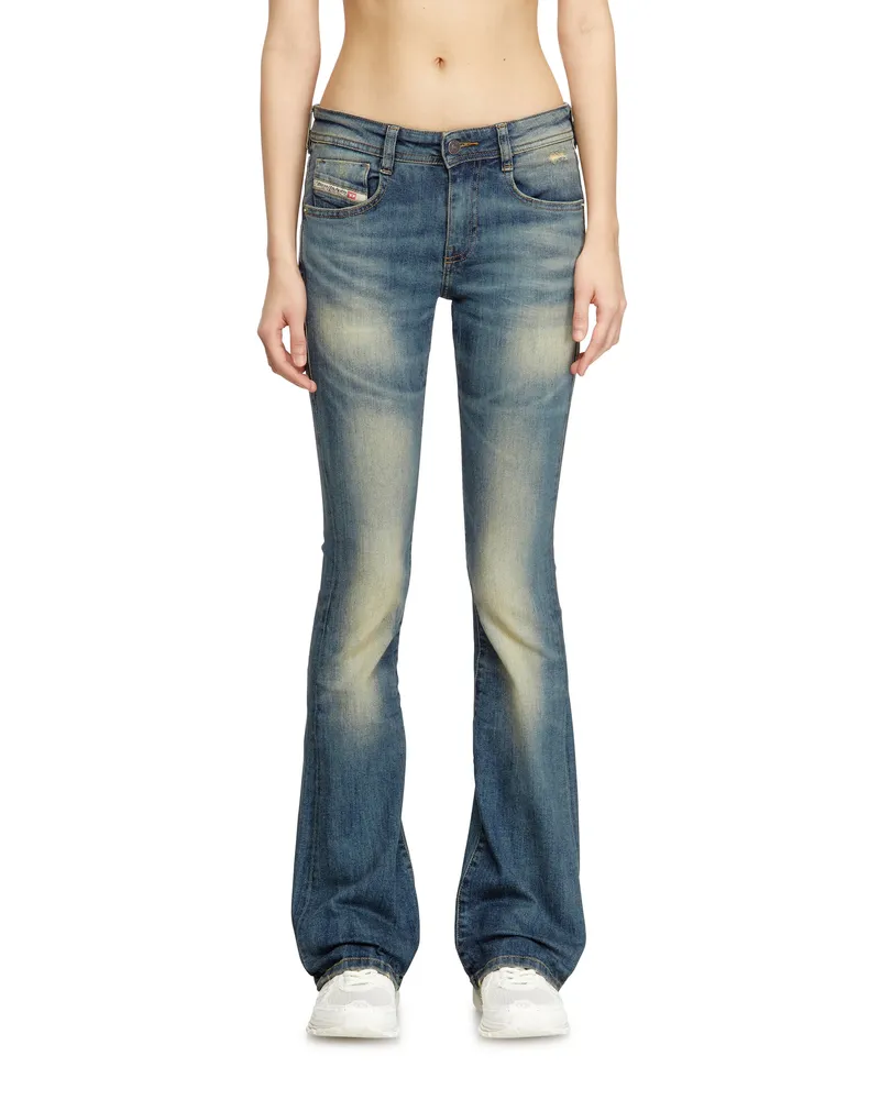 Diesel Bootcut Jeans Low Waist 1969 D-Ebbey, Mittelblau, Reißverschluss Blau