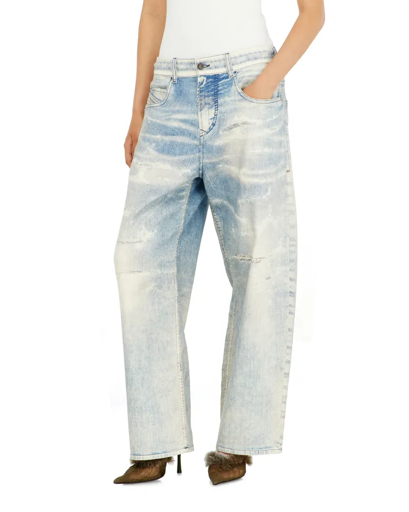 Diesel Relaxed Regular Waist 2097 D-Enim-M Joggjeans, Hellblau, Reißverschluss Blau